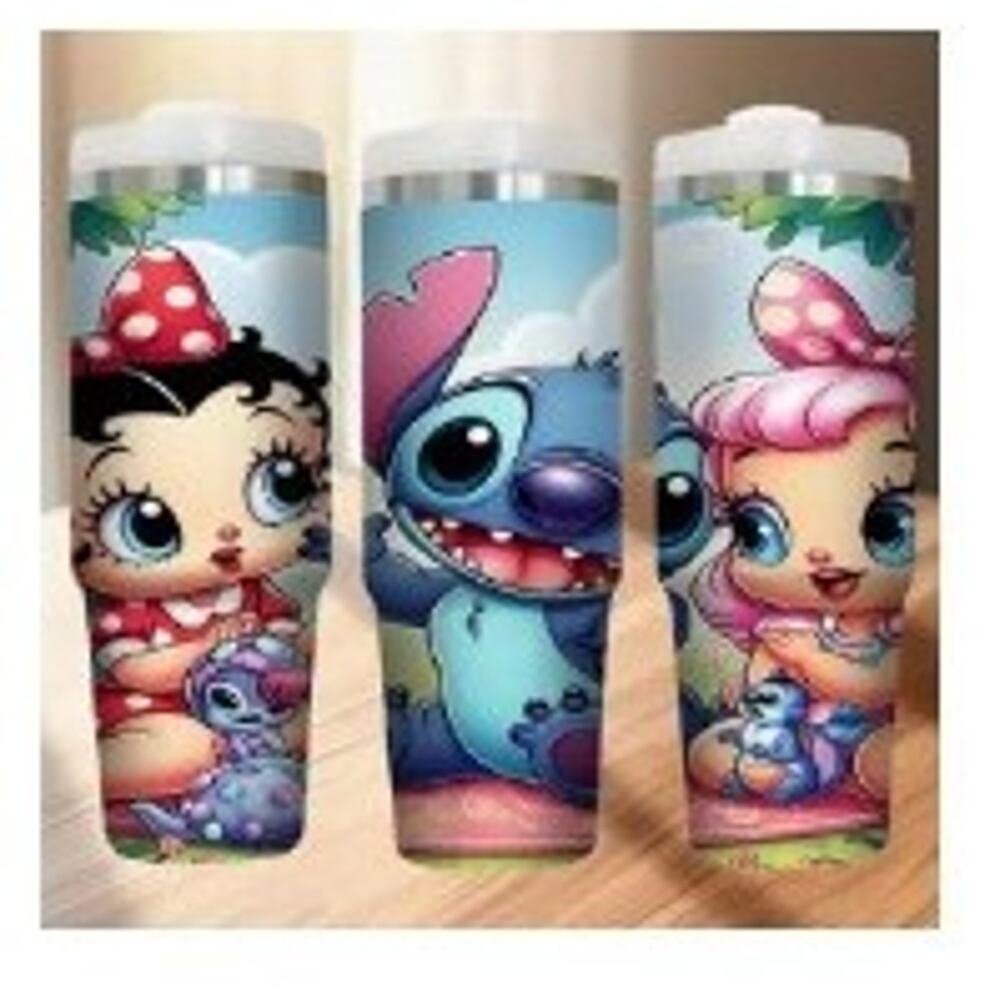 Stitch and Friends 30oz Stainless Steel Insulated Tumbler w/Straw - New